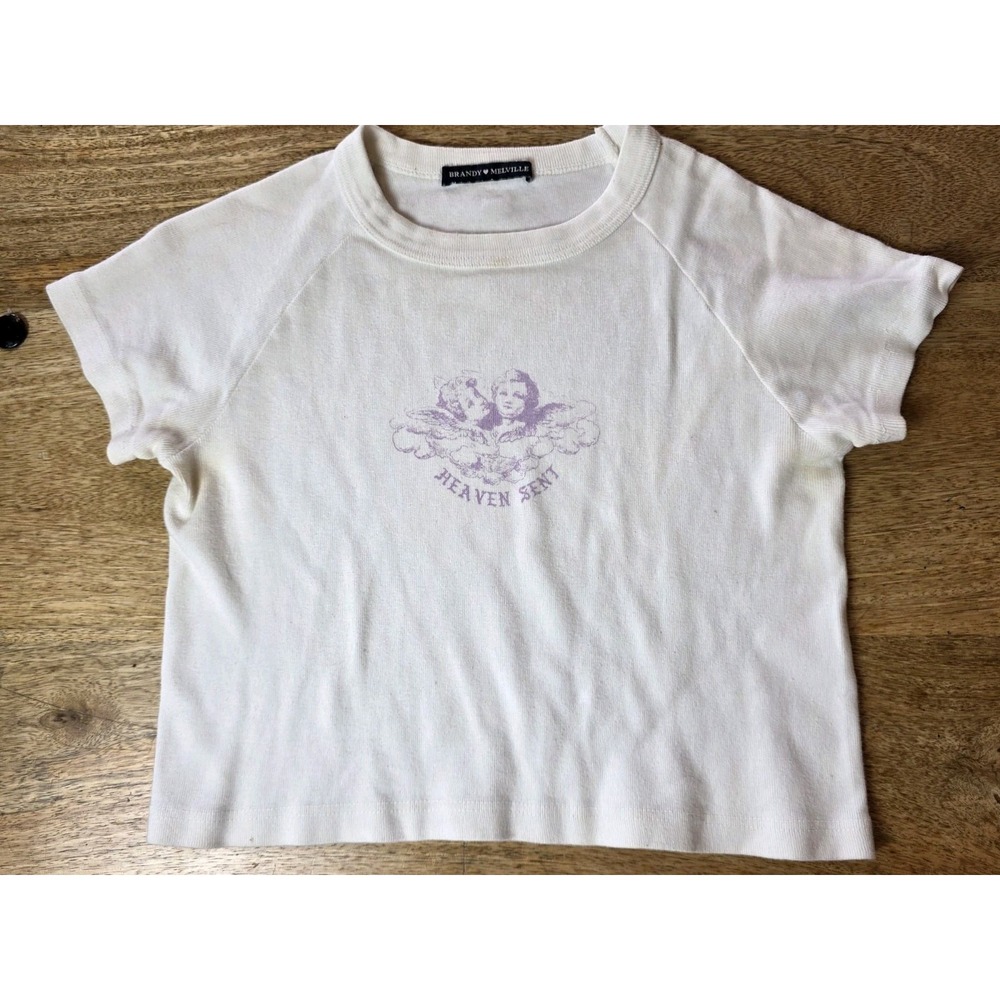 Brandy Melville Size Small Crop Top Heaven Sent White (Stained)